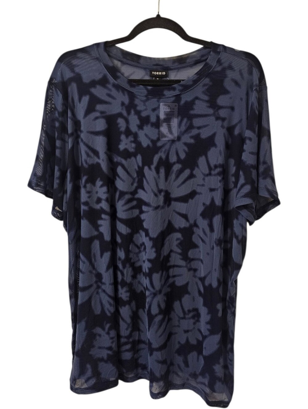 Blue Torrid Women's Mesh Sheer Floral Layering T-Shirt
